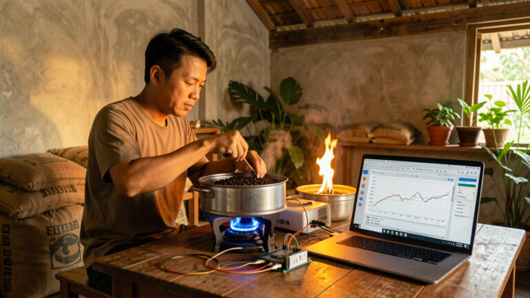 ☕ คั่วกาแฟหม้อ DIY + ESP32 + Artisan — เมื่อ Loft บ้านๆ เจอเทคโนโลยีสมัยใหม่