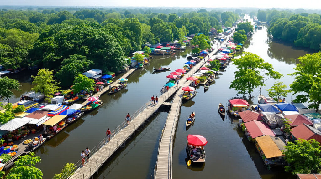 ตลาดน้ำบางน้ำผึ้งบรรยากาศร่มรื่น